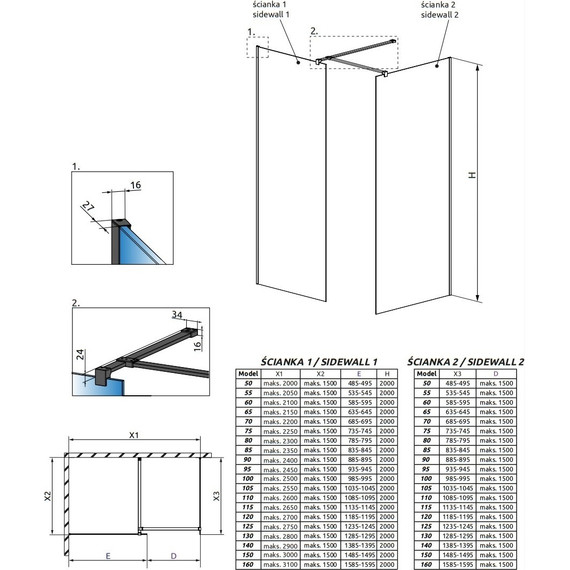 Душевое ограждение Radaway Modo X Black III Frame 110x85 см (стекло 10 мм), черный/прозрачное - 4 Душевое ограждение Radaway Modo X Black III Frame 110x85 см (стекло 10 мм), черный/прозрачное фото 4