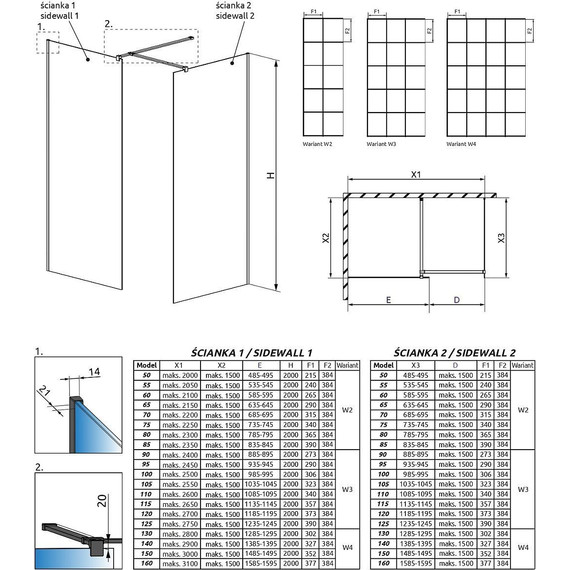 Душевое ограждение Radaway Modo New Black III Factory 110x95 см (стекло 8 мм), черный/прозрачное фото 4