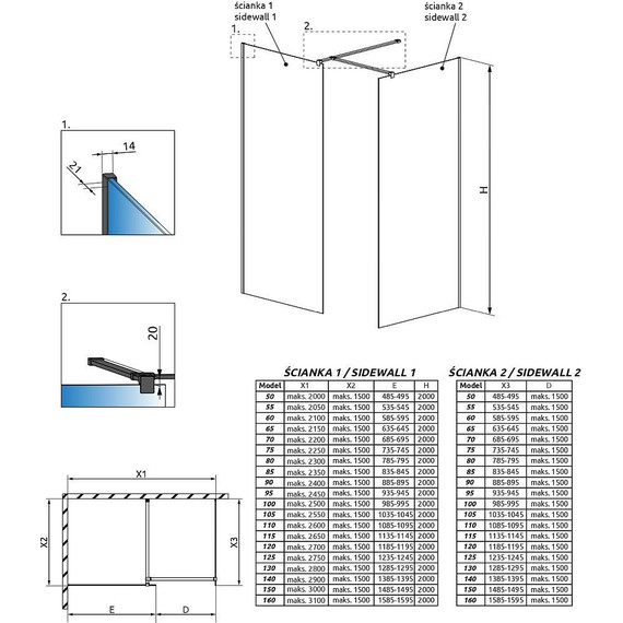 Душевое ограждение Radaway Modo New Black III Frame 110x85 см (стекло 8 мм), черный/прозрачное - 4 Душевое ограждение Radaway Modo New Black III Frame 110x85 см (стекло 8 мм), черный/прозрачное фото 4
