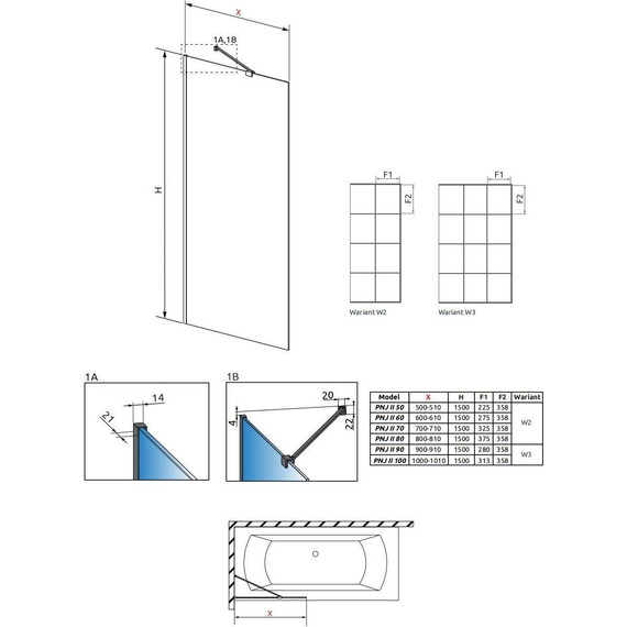 Шторка для ванны Radaway Modo New Black PNJ II Factory 50 см 10006050-54-55 (стекло 8 мм), черный/прозрачное фото 4