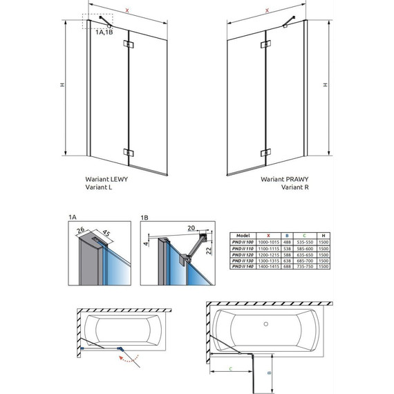 Шторка для ванны Radaway Essenza New PND II 140 см 10002140-01-01R, хром/прозрачное фото 5