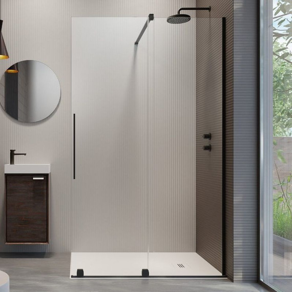 Душевая перегородка Radaway Furo Black Walk-in 90x200 см 10106488-54-01R (стекло 8 мм), черный/прозрачное фото 