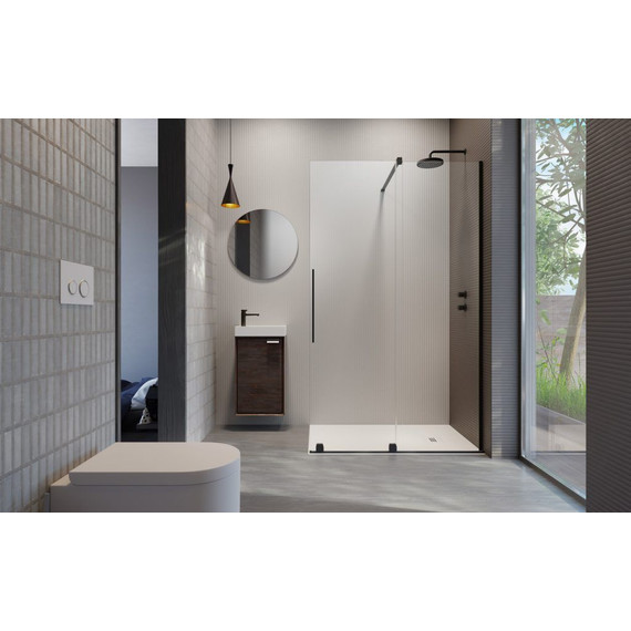 Душевая перегородка Radaway Furo Black Walk-in 90x200 см 10106488-54-01R (стекло 8 мм), черный/прозрачное фото 2