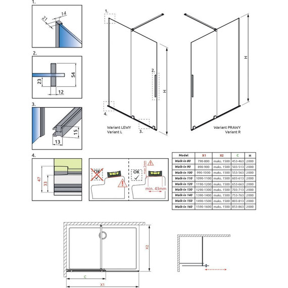 Душевая перегородка Radaway Furo Black Walk-in 90x200 см 10106488-54-01R (стекло 8 мм), черный/прозрачное фото 9