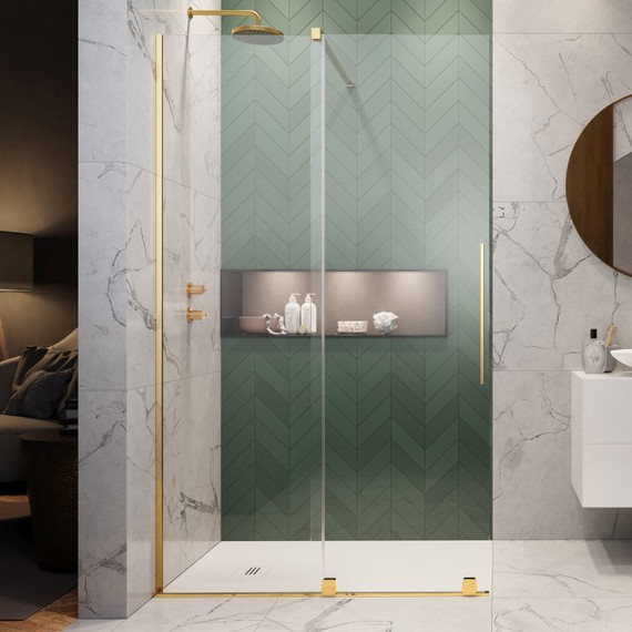 Душевая перегородка Radaway Furo Gold Walk-in 90x200 см 10106488-09-01L (стекло 8 мм), золото/прозрачное фото 