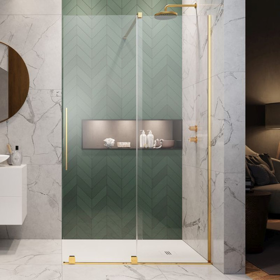Душевая перегородка Radaway Furo Gold Walk-in 80x200 см 10106438-09-01R (стекло 8 мм), золото/прозрачное фото 