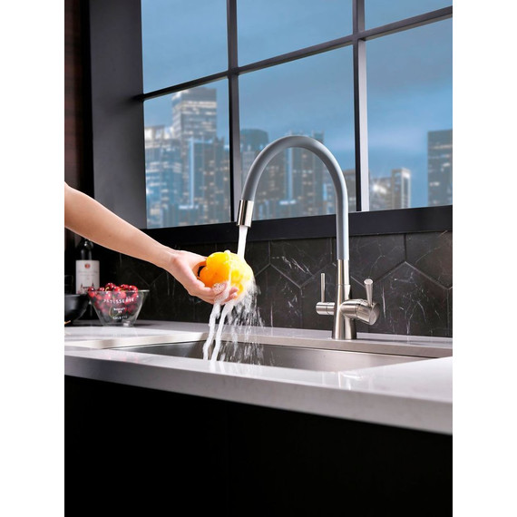 Смеситель для кухни Lemark Comfort LM3075BN, никель/серый фото 2