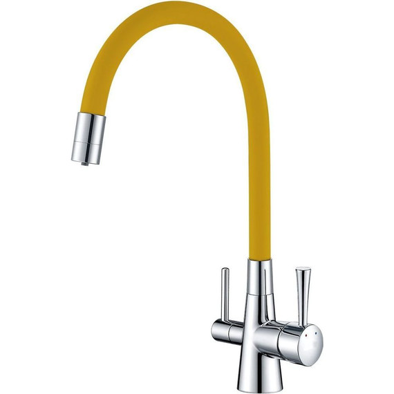 Смеситель для кухни Lemark Comfort LM3075C-Yellow, хром/желтый фото 