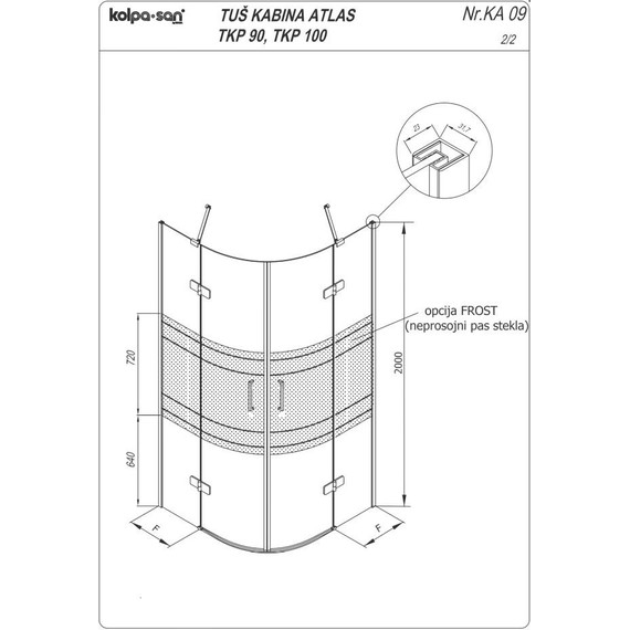 Душевое ограждение Kolpa-San Atlas TKP 90x90 см, хром/прозрачное фото 6