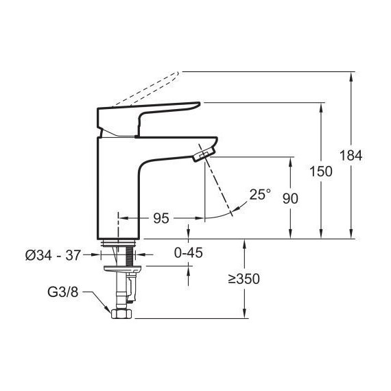 Набор смесителей 3 в 1 для ванны с коротким изливом Jacob Delafon Oscar E29847RU-BL, черный матовый фото 7