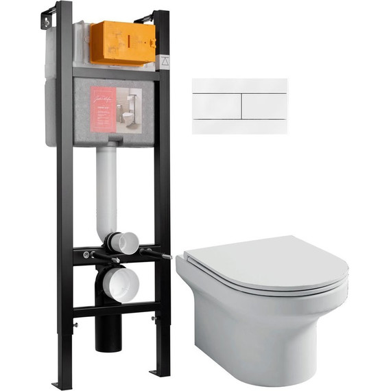 Инсталляция с подвесным безободковым унитазом Jacob Delafon Elite E21755RU-00 фото 