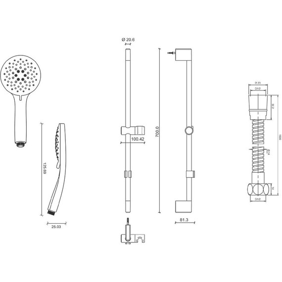 Душевой гарнитур Jacob Delafon Salute E32907-CP фото 2