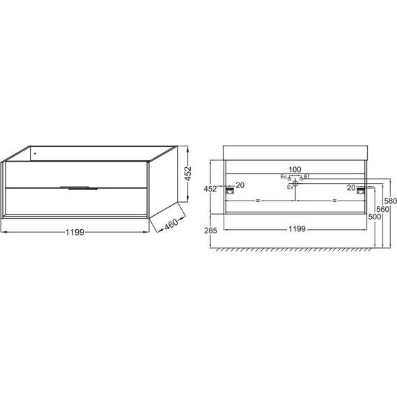 Тумба подвесная с раковиной Jacob Delafon Vivienne 120 см EB1509-N18-N18, белый меламин - 5 Тумба подвесная с раковиной Jacob Delafon Vivienne 120 см EB1509-N18-N18, белый меламин фото 5