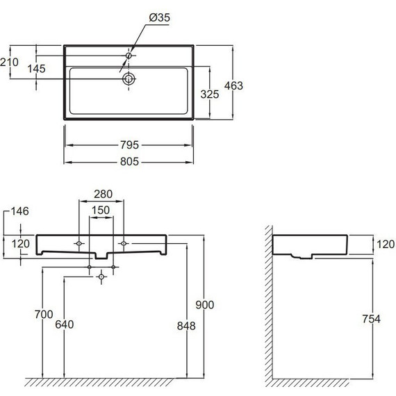 Раковина подвесная Jacob Delafon Vivienne 80 см EXBI112-00 фото 3