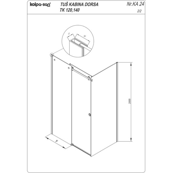 Душевое ограждение Kolpa-San Dorsa TK 120x90 см (стекло 8 мм), хром/прозрачное фото 12