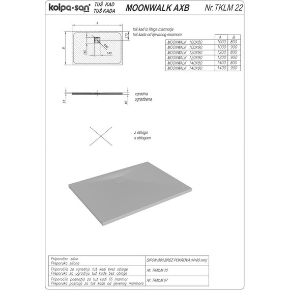Мраморный поддон Kolpa-San Moonwalk 120x90 см, антрацит фото 3