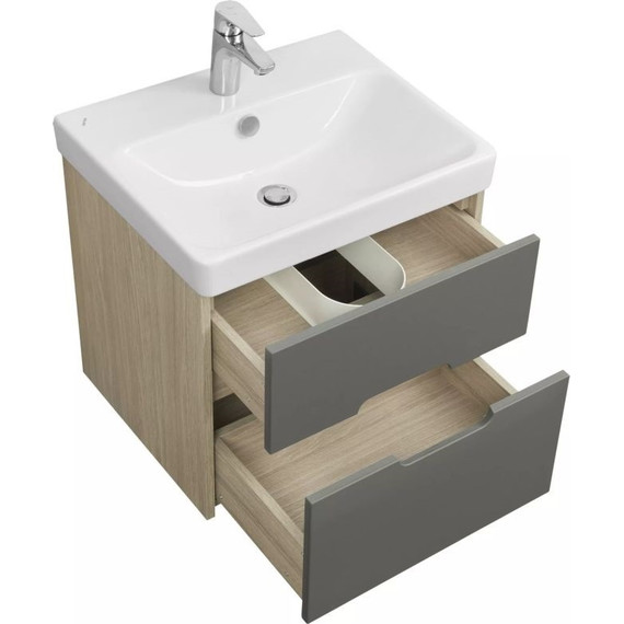 Тумба подвесная с раковиной Акватон Оливия 55 см 1A254201OLUG0, серый/дуб ойстер - 4 Тумба подвесная с раковиной Акватон Оливия 55 см 1A254201OLUG0, серый/дуб ойстер фото 4