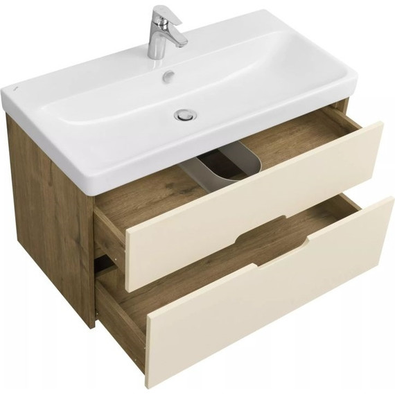 Тумба подвесная с раковиной Акватон Оливия 90 см 1A254401OLVG0, бежевый/дуб веллингтон фото 4