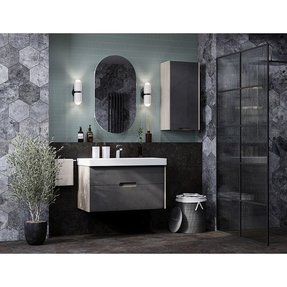 Шкаф подвесной Акватон Оливия 35 см 1A254703OLUGR, серый/дуб ойстер фото 3