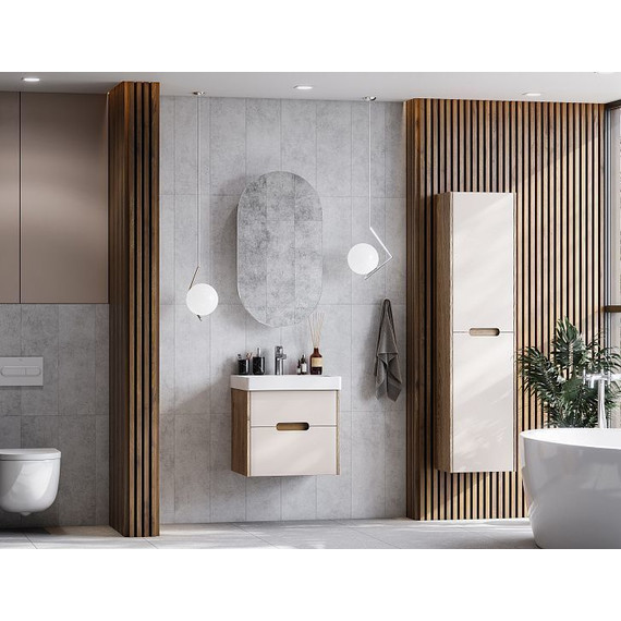 Тумба подвесная с раковиной Акватон Оливия 55 см 1A254201OLVG0, бежевый/дуб веллингтон фото 6