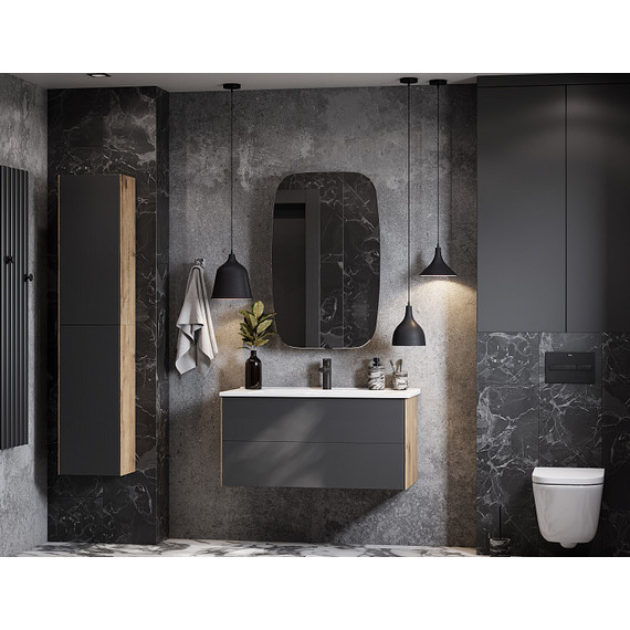 Тумба подвесная с раковиной Акватон Сохо 100 см 1A258201AJA00, графит/дуб веллингтон - 7 Тумба подвесная с раковиной Акватон Сохо 100 см 1A258201AJA00, графит/дуб веллингтон фото 7