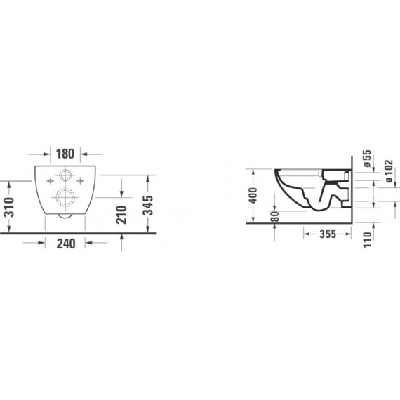 Унитаз подвесной Duravit Architec Rimless 45720900A1 с крышкой микролифт - 4 Унитаз подвесной Duravit Architec Rimless 45720900A1 с крышкой микролифт фото 4