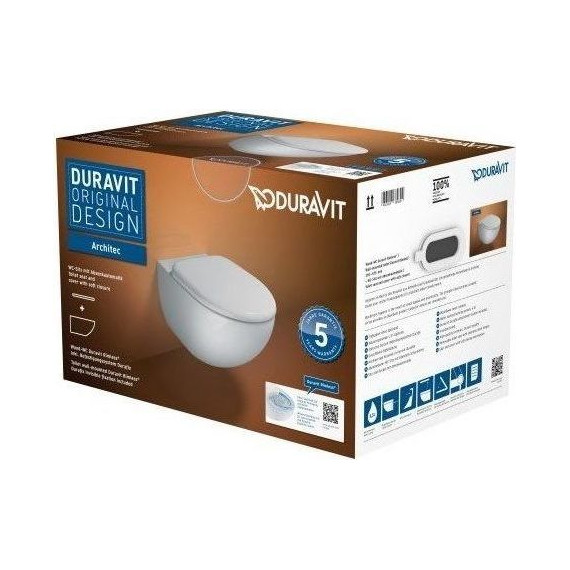 Унитаз подвесной Duravit Architec Rimless 45720900A1 с крышкой микролифт - 3 Унитаз подвесной Duravit Architec Rimless 45720900A1 с крышкой микролифт фото 3