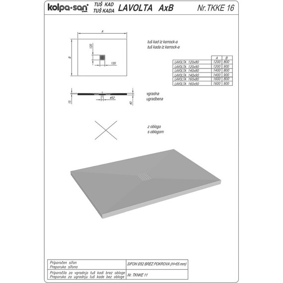 Мраморный поддон Kolpa-San Lavolta 160x80 см - 3 Мраморный поддон Kolpa-San Lavolta 160x80 см фото 3
