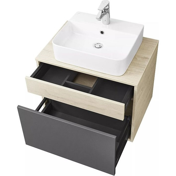 Тумба подвесная со столешницей Акватон Лофт Урбан 65 см 1A254001LQX60, дуб орегон/серый графит фото 12