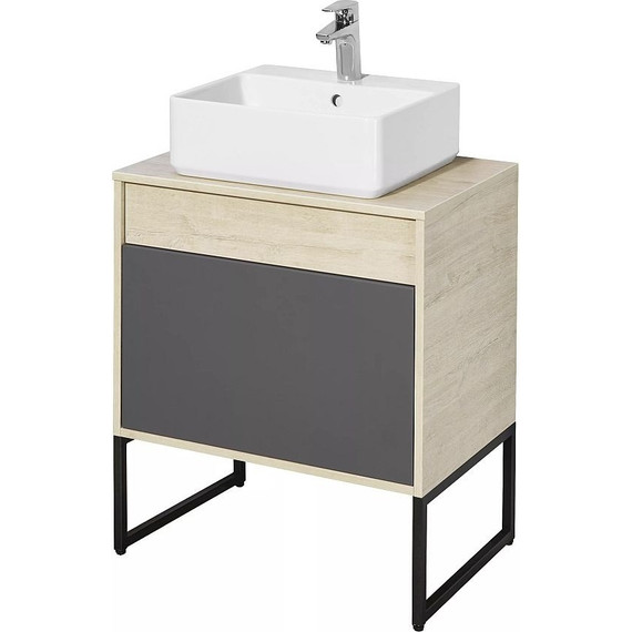 Тумба подвесная со столешницей Акватон Лофт Урбан 65 см 1A254001LQX60, дуб орегон/серый графит фото 16