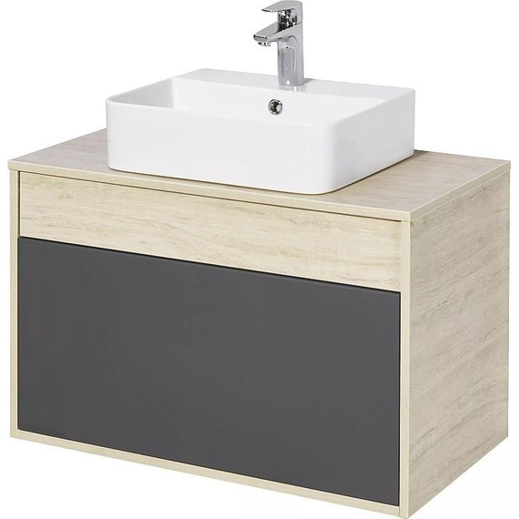 Тумба подвесная со столешницей Акватон Лофт Урбан 80 см 1A247601LQX60, дуб орегон/серый графит фото 4