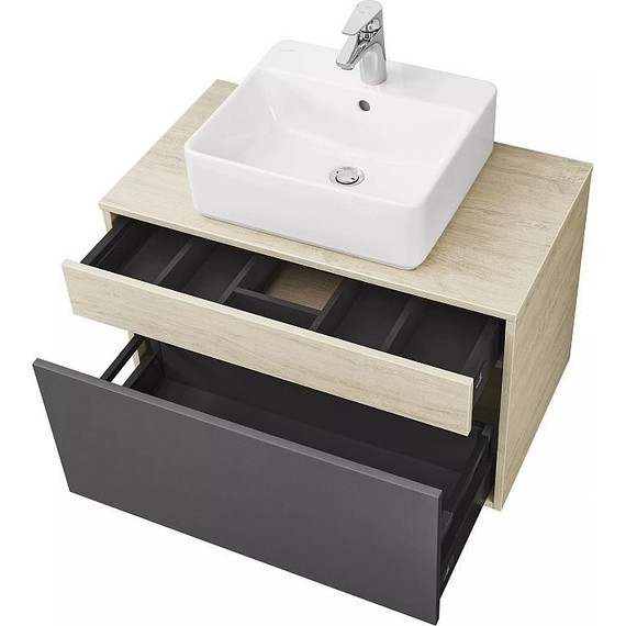 Тумба подвесная со столешницей Акватон Лофт Урбан 80 см 1A247601LQX60, дуб орегон/серый графит фото 11