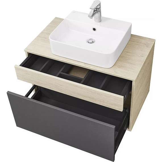 Тумба подвесная со столешницей Акватон Лофт Урбан 80 см 1A247601LQX60, дуб орегон/серый графит фото 12