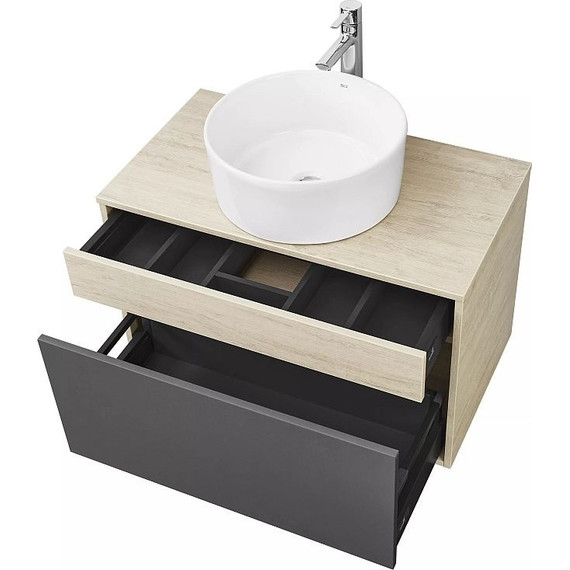 Тумба подвесная со столешницей Акватон Лофт Урбан 80 см 1A247601LQX60, дуб орегон/серый графит фото 14