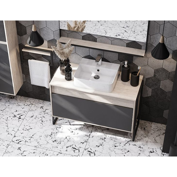 Тумба подвесная со столешницей Акватон Лофт Урбан 100 см 1A247701LQX60, дуб орегон/серый графит фото 21