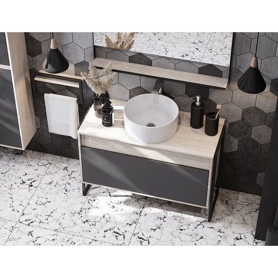 Тумба подвесная со столешницей Акватон Лофт Урбан 100 см 1A247701LQX60, дуб орегон/серый графит фото 22