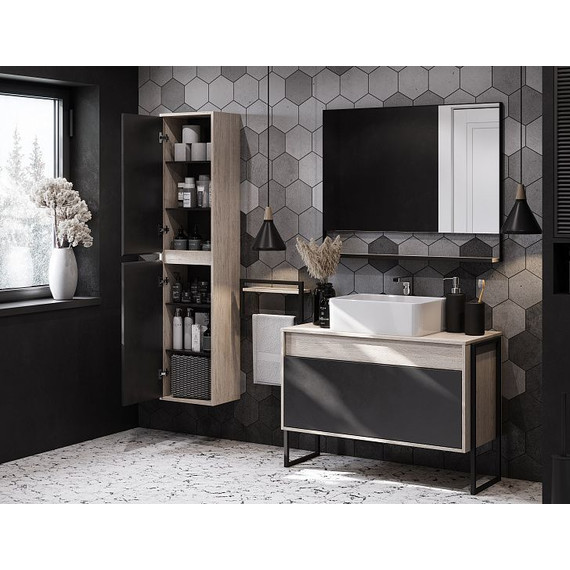 Пенал подвесной Акватон Урбан 37 см 1A248103LQX60, дуб орегон/серый графит фото 7