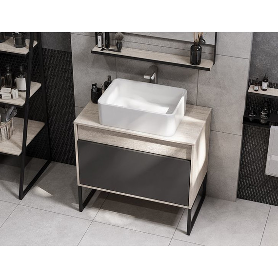 Тумба подвесная со столешницей Акватон Лофт Урбан 80 см 1A247601LQX60, дуб орегон/серый графит фото 19