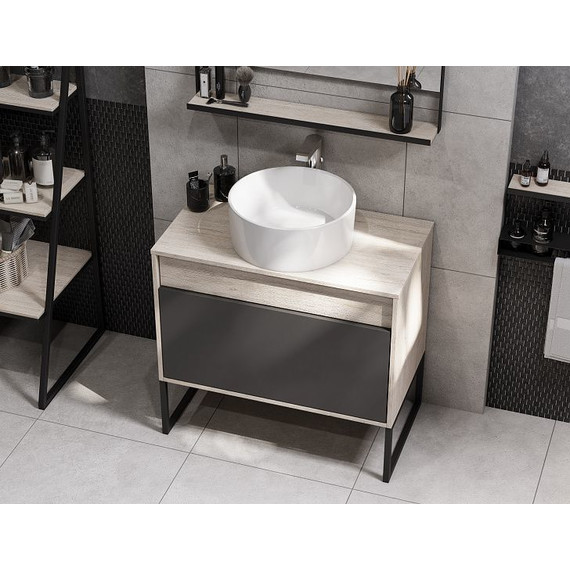 Тумба подвесная со столешницей Акватон Лофт Урбан 80 см 1A247601LQX60, дуб орегон/серый графит фото 20