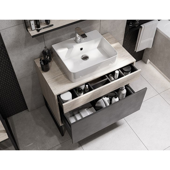 Тумба подвесная со столешницей Акватон Лофт Урбан 80 см 1A247601LQX60, дуб орегон/серый графит фото 21