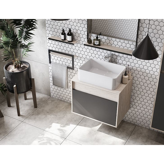 Тумба подвесная со столешницей Акватон Лофт Урбан 65 см 1A254001LQX60, дуб орегон/серый графит фото 18