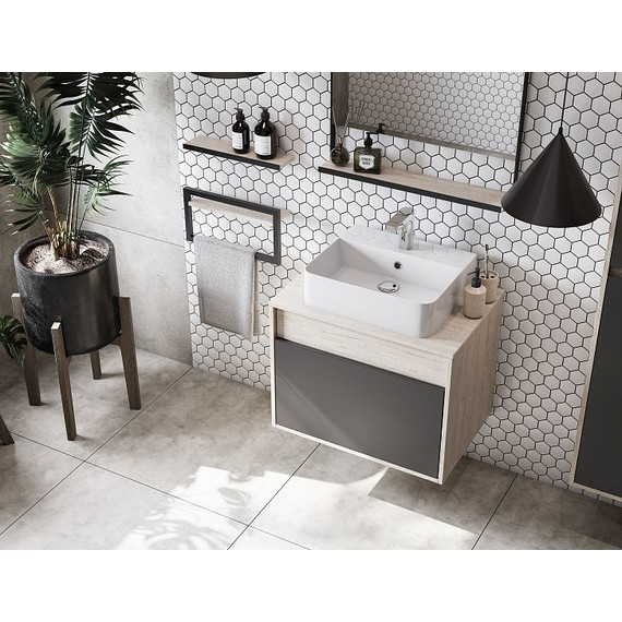 Тумба подвесная со столешницей Акватон Лофт Урбан 65 см 1A254001LQX60, дуб орегон/серый графит фото 19