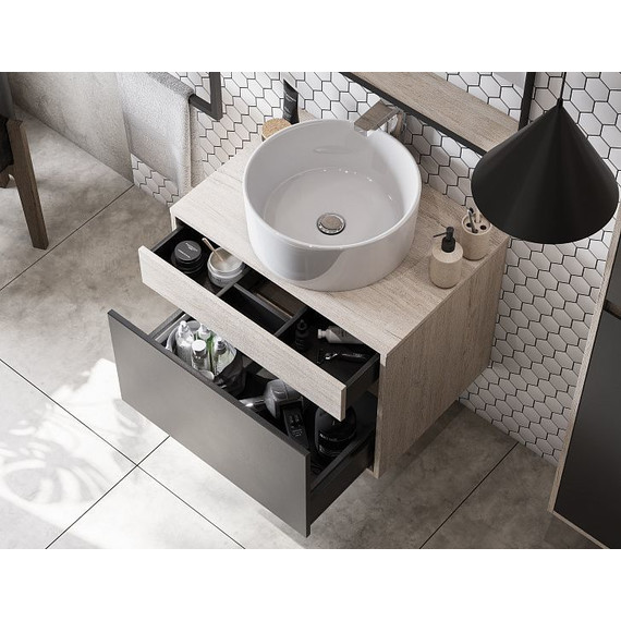 Тумба подвесная со столешницей Акватон Лофт Урбан 65 см 1A254001LQX60, дуб орегон/серый графит фото 20