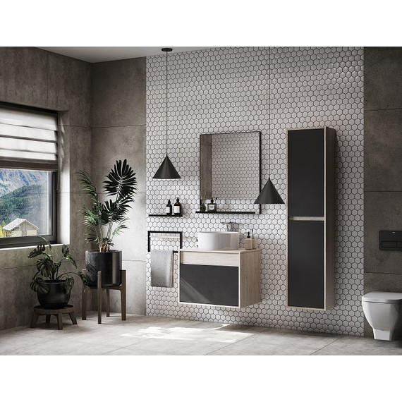 Тумба подвесная со столешницей Акватон Лофт Урбан 65 см 1A254001LQX60, дуб орегон/серый графит фото 17