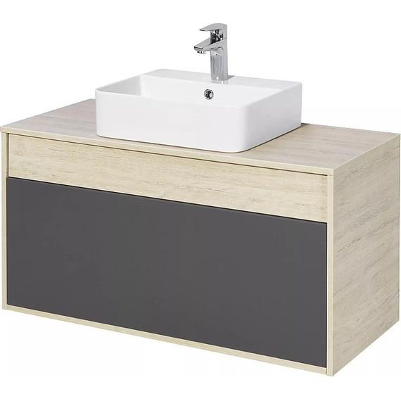 Тумба подвесная со столешницей Акватон Лофт Урбан 100 см 1A247701LQX60, дуб орегон/серый графит фото 4