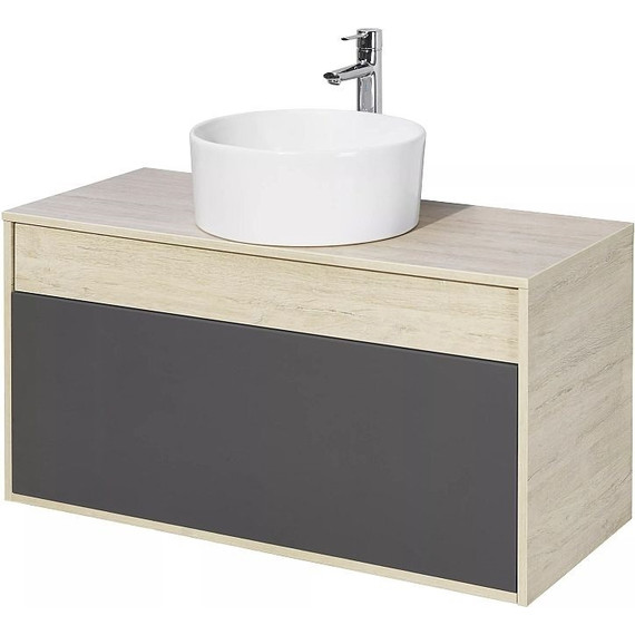 Тумба подвесная со столешницей Акватон Лофт Урбан 100 см 1A247701LQX60, дуб орегон/серый графит фото 6