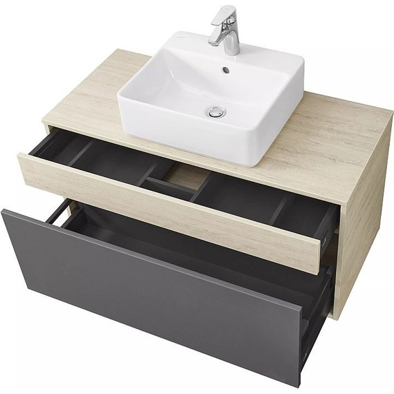 Тумба подвесная со столешницей Акватон Лофт Урбан 100 см 1A247701LQX60, дуб орегон/серый графит фото 11