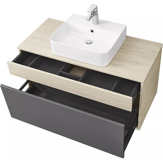 Тумба подвесная со столешницей Акватон Лофт Урбан 100 см 1A247701LQX60, дуб орегон/серый графит фото 12