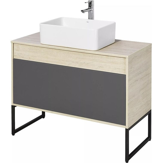 Тумба подвесная со столешницей Акватон Лофт Урбан 100 см 1A247701LQX60, дуб орегон/серый графит фото 15