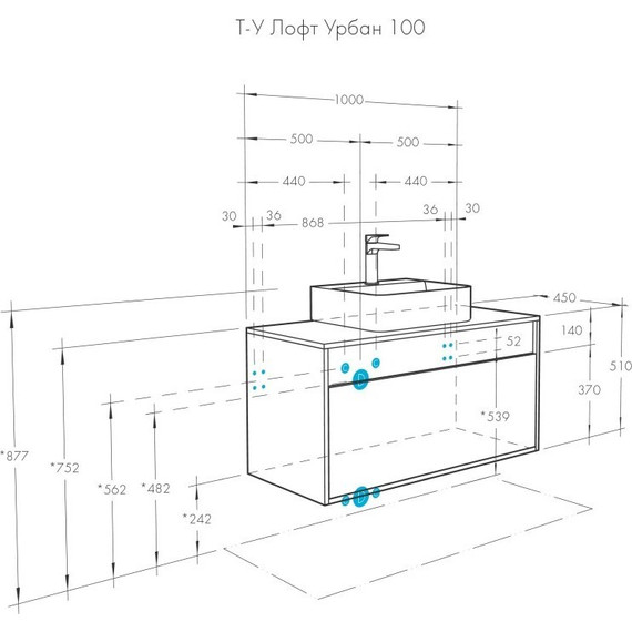 Тумба подвесная со столешницей Акватон Лофт Урбан 100 см 1A247701LQX60, дуб орегон/серый графит фото 23